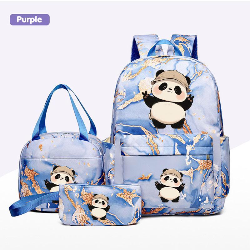 Cute Panda School Backpack Set, Adjustable Straps, Tablet Compartment, Lightweight Comfortable, Ideal for Daily Use & Travel Gift
