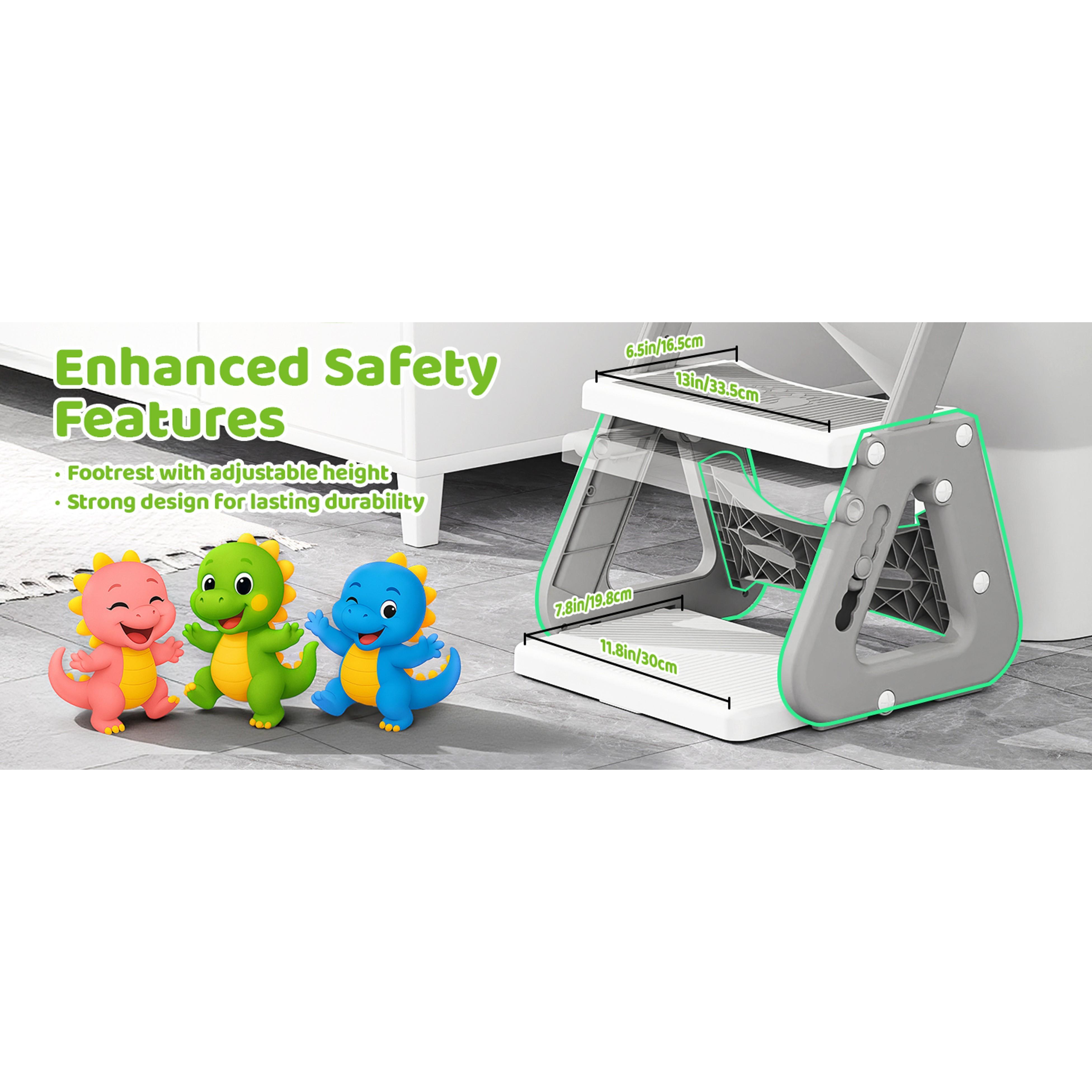 Potty Training Seat, Upgrade 2 in 1 Potty Training Toilet with Step Stool Foldable Toddler Toilet Seat for Kids Boys Girls Toddler Potty with Splash Guard Anti-Slip Pad Adjustable Ladder & Seat Height