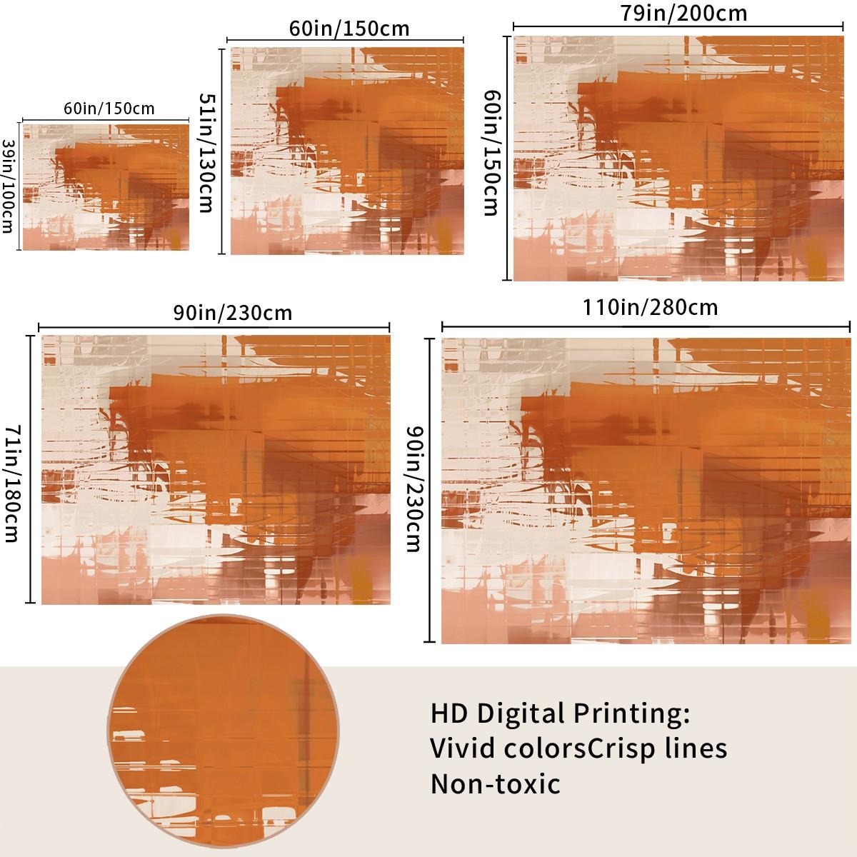 Orange Abstract Brush Stroke Tapestry, Modern Art Wall Hanging, Boho Aesthetic Tapestries, Soft Wall Blanket, Abstract Backdrop Decor for Bedroom & Dorm