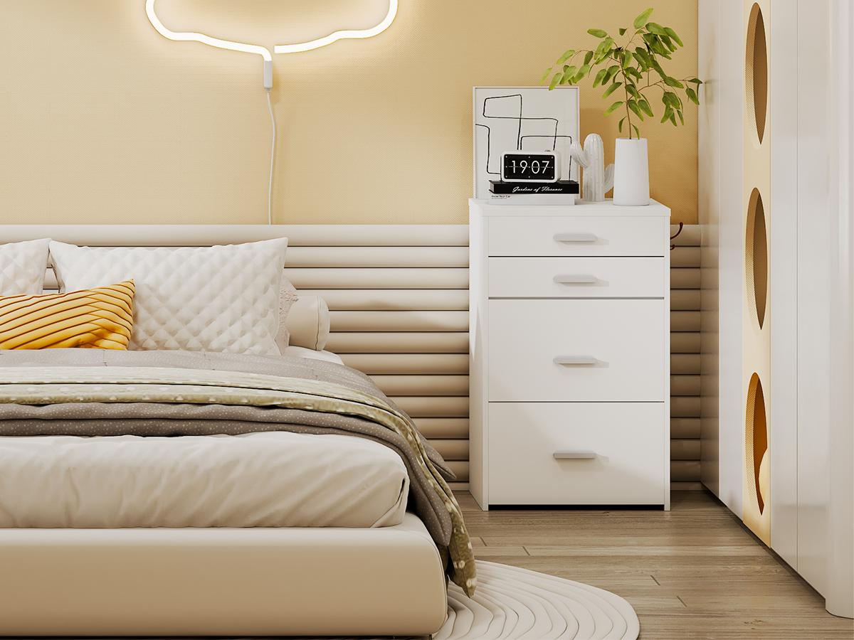 3-in-1 Compact Vanity Desk with 3 Drawers Flip-Up Lighting Mirror & Cushioned Stool Modern White Makeup Table for Bedroom Office Nightstand