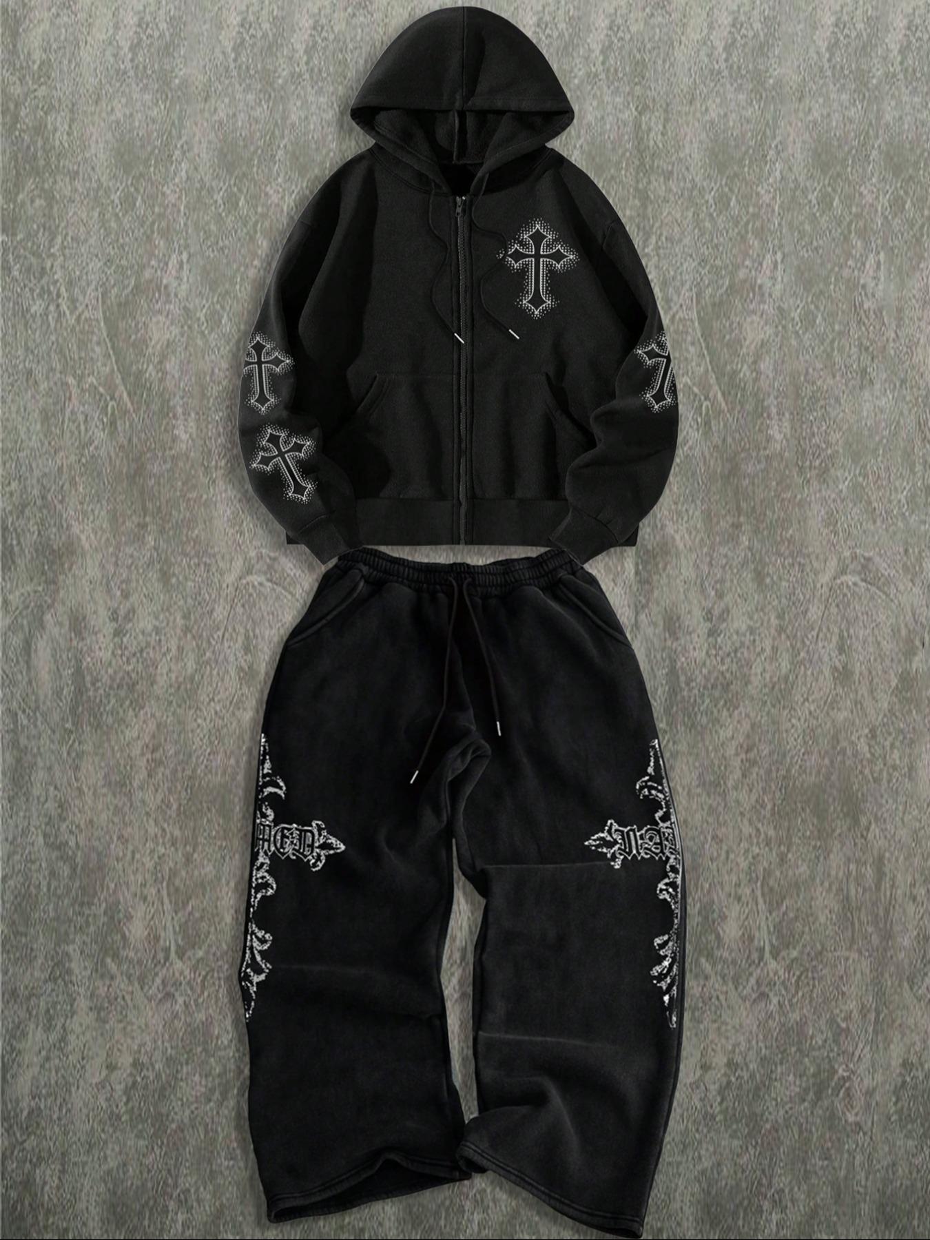 Gothic Cross Print Two-Piece Set, Millennium Street Style
