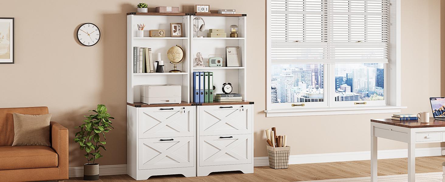 SEDETA 2 Drawer File Cabinet with Lock Wood Filing Cabinet with Adjustable Storage Shelf