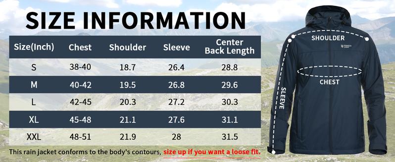 Pioneer Camp Men's Rain Jacket Waterproof with Hood Lightweight Packable Raincoat Rain Shell for Outdoor Hiking Travel