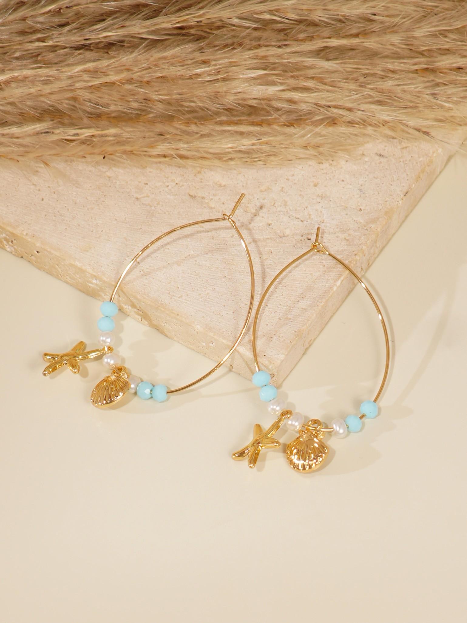 Beach Vacation Shell Starfish Earrings Set, Perfect for Women's Beach Party, Stylish Seashell Jewelry Accessories