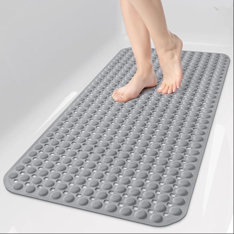 PVC Magnetic Bath Mat 37x68cm, Durable Non-Slip, Square Drain Holes, Ideal for Shower, Bathroom, Bathtub, Hotel, Home Decor
