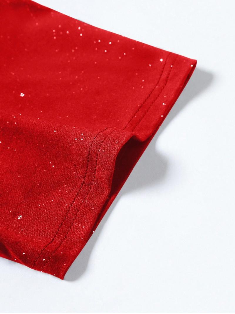 New Men's Short Sleeve T-Shirt, Fashion Starry Sky Reflective Design, Sparkling Like a Starry Sky, Essential Outerwear Item