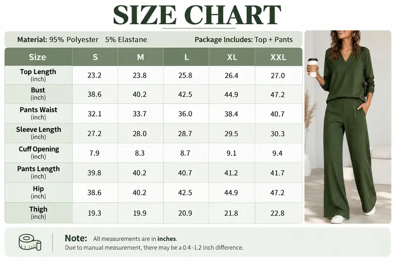Women's 2 Piece Lounge Set V Neck Long Sleeve Pullover Sweatshirt High Waisted Wide Leg Pintuck Sweatpants Matching Sweatsuit Casual Comfy Fall Outfit WFH Airport Travel Trendy Clothes Tracksuit