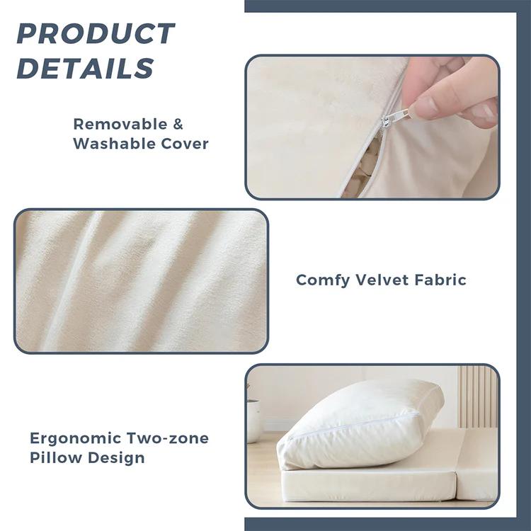 MAXYOYO Folding Bean Bag Sofa Bed, Velvet Floor Sofa Convertible Floor Bed with Washable Cover for Adults, Lounge for Home