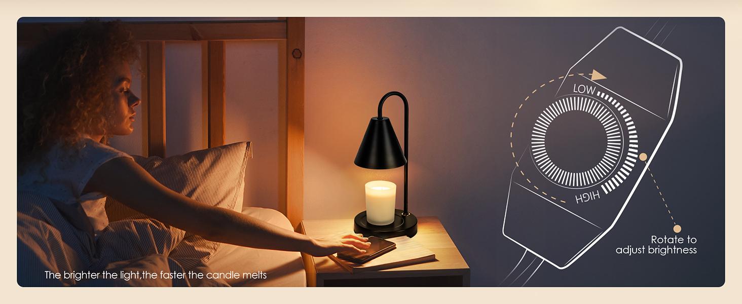 Candle Warmer Lamp,Electric Candle Warmer with Dimmable Light,Scented Wax Melter,No Smoke,Compatible with Various Jar,with 2 Light Bulbs,Home Decor Gifts-Black Decorative Fragrance Ornaments Milk Coffe