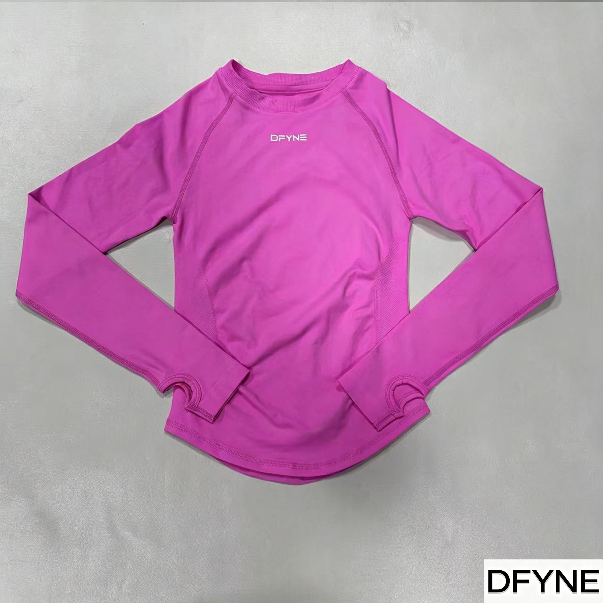 Dfyne Women's Seamless Long Sleeve High Performance Activewear Top - Lightweight, Breathable, 4-Way Stretch, Round Neck, Slim Fit, Multi-Size, Plus Size Gym Ootd Sporty Chic Tee for Yoga, Gym