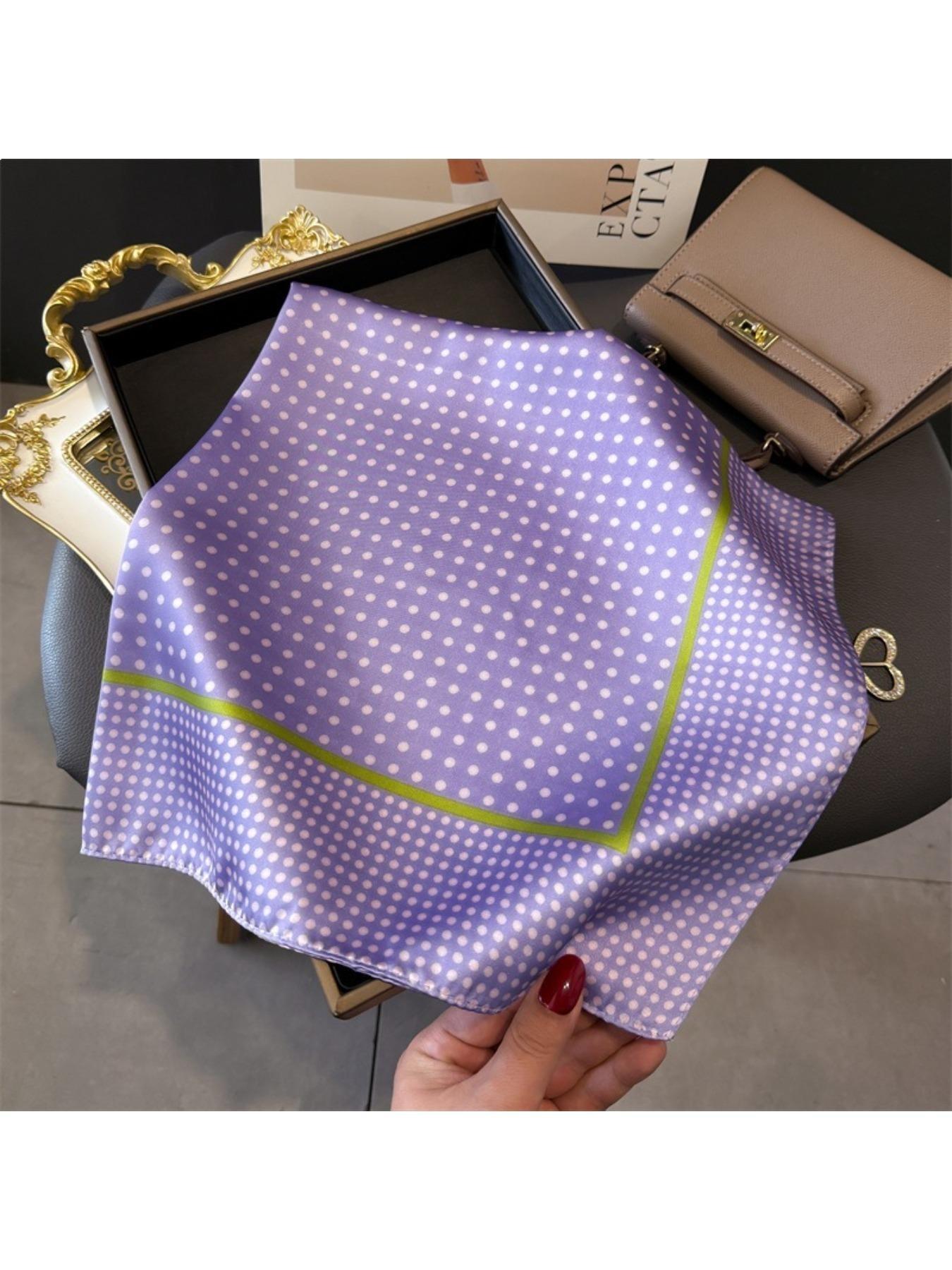 Retro polka dot small square scarf for women, lightweight sunshade neck scarf for daily wear, multifunctional decorative shawl