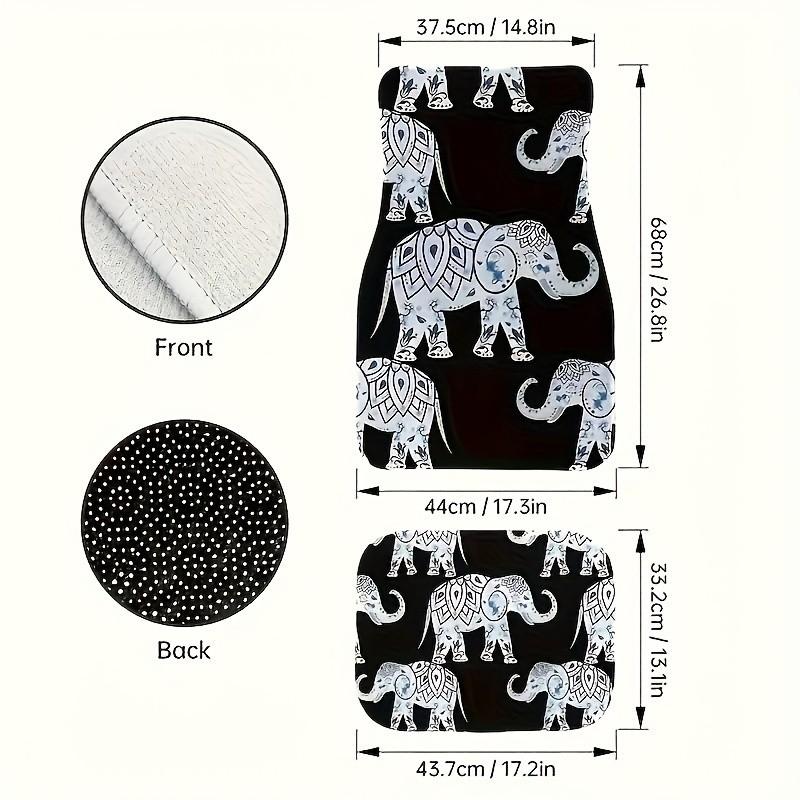 4pcs Universal Car Floor Mats, Elephant Print Thick Design, Fun Decor for Tesla Mdy, Small Cars, Suvs, Halloween, Christmas Gifts