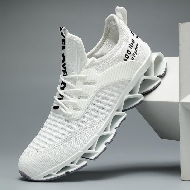 Men's Letter Design Summer Running Shoes，2024 Casual Sneakers，Sporty Hollow Out Design Lightweight Breathable Shoes，Lace Up Shoes for Daily Wear