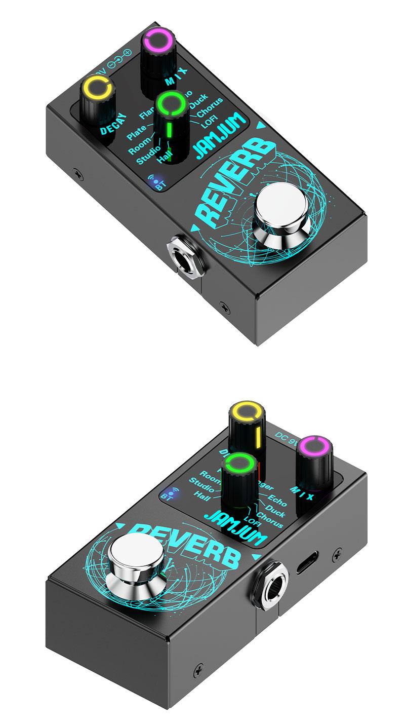 JAMJUM Reverb Effect Pedal for Guitar, 9 Effects, Battery-Free, Compact Size Ideal for Musicians Holiday gift, Guitar Pedals