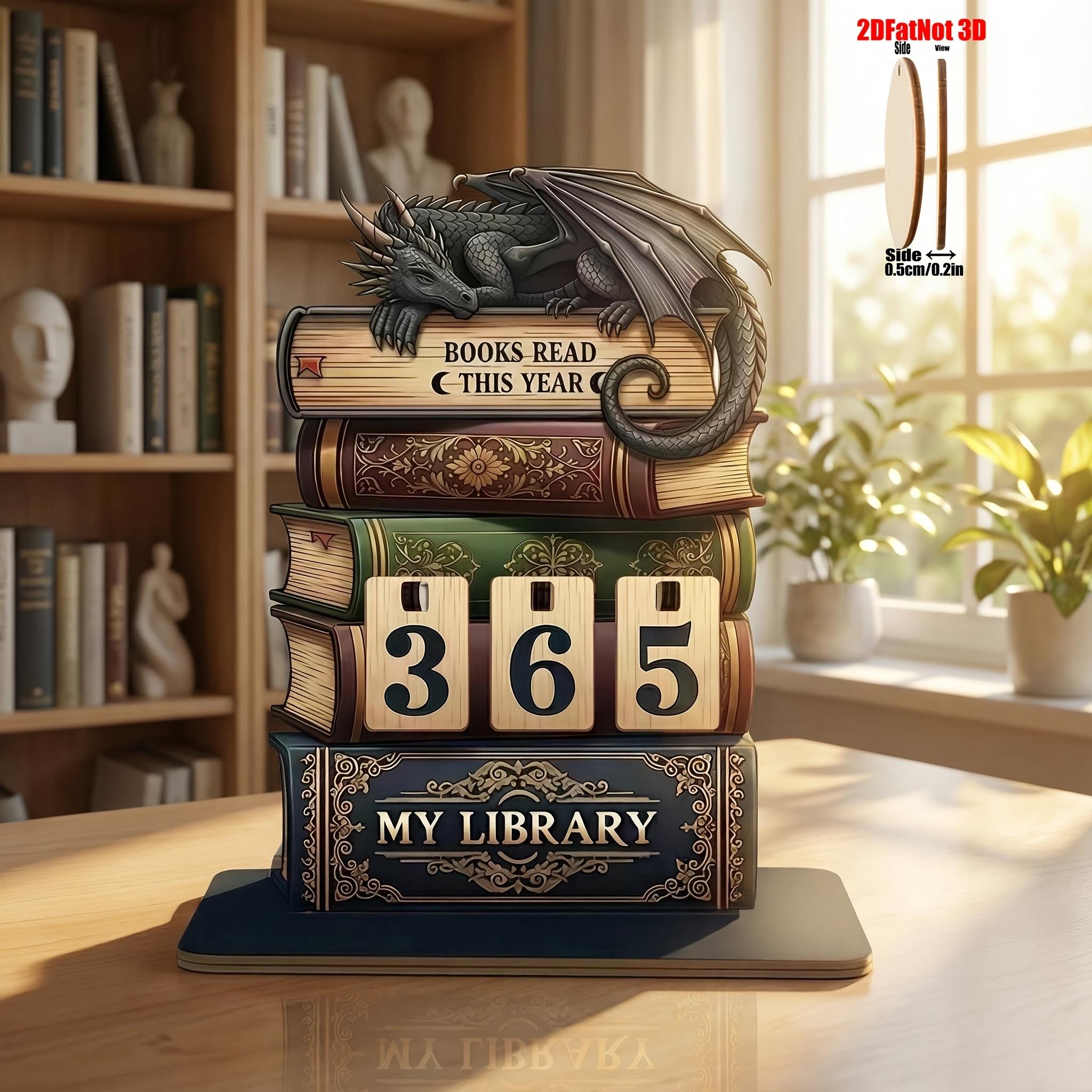 2D DIY Book Reading Tracker, Ideal for Reading Goals, Perfect Gift for Teachers, Writers, Literature Lovers, Home Library Decor, Shelf Accessory