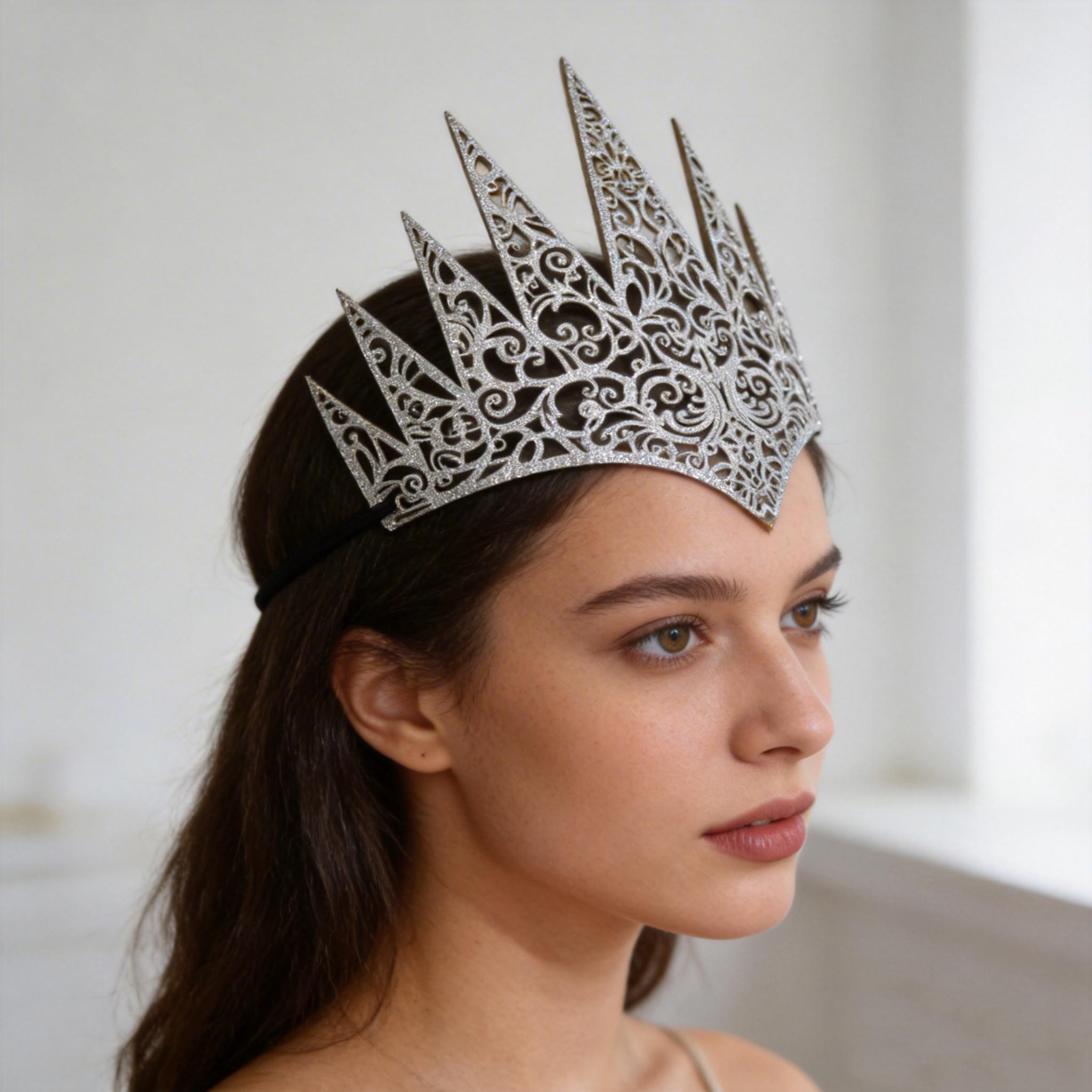 1 Piece of Vintage Crown Headpiece, Silver, Gold, Black, Suitable for Stage Parties, Cosplay Costume Props, Halloween Costumes, Party Headwear