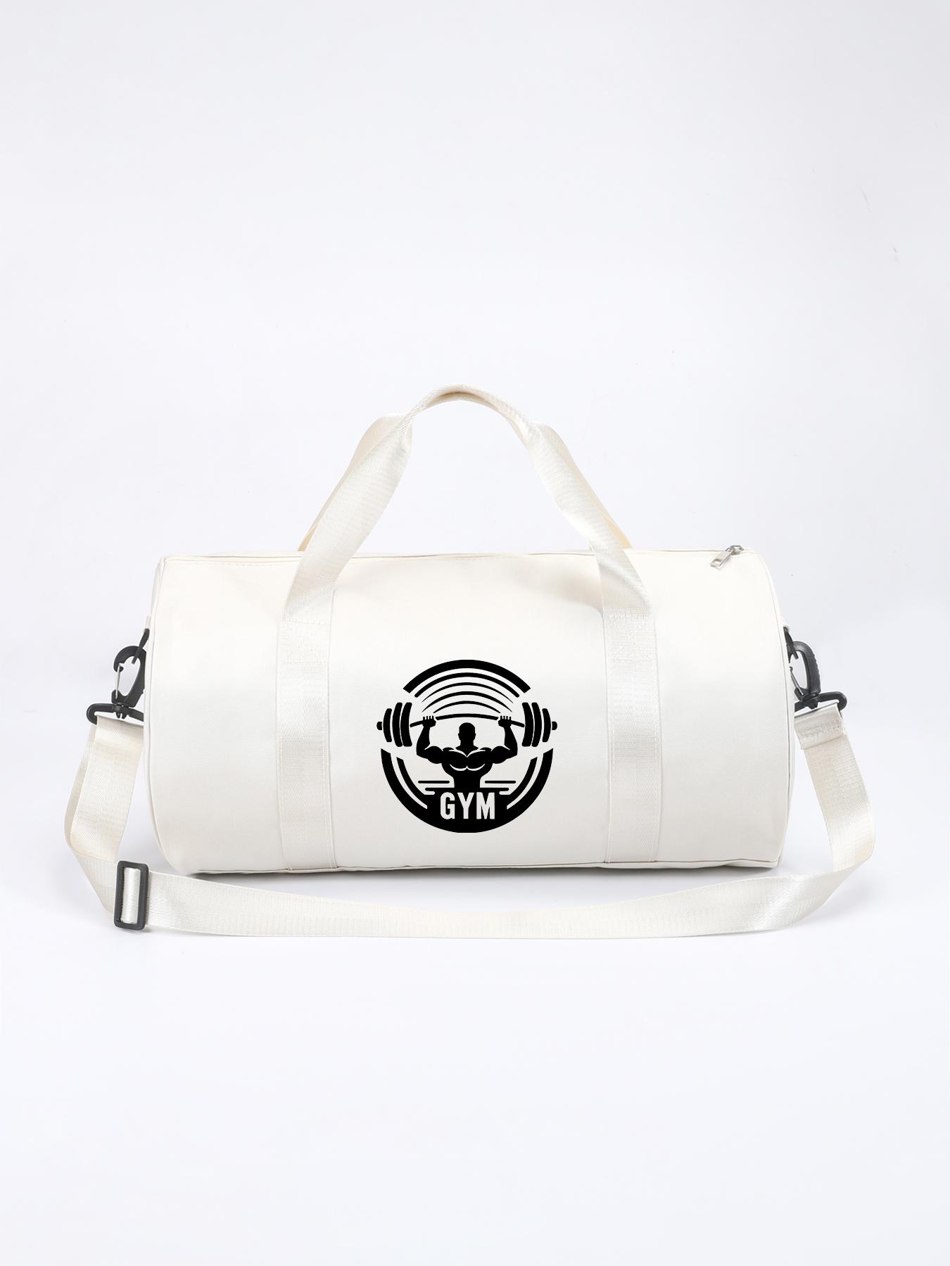 Gym Weightlifting Muscle Print Round Fitness Bag, Large Capacity Sporty Backpack, Handheld Crossbody Travel Bag, Versatile Two-In-One Design