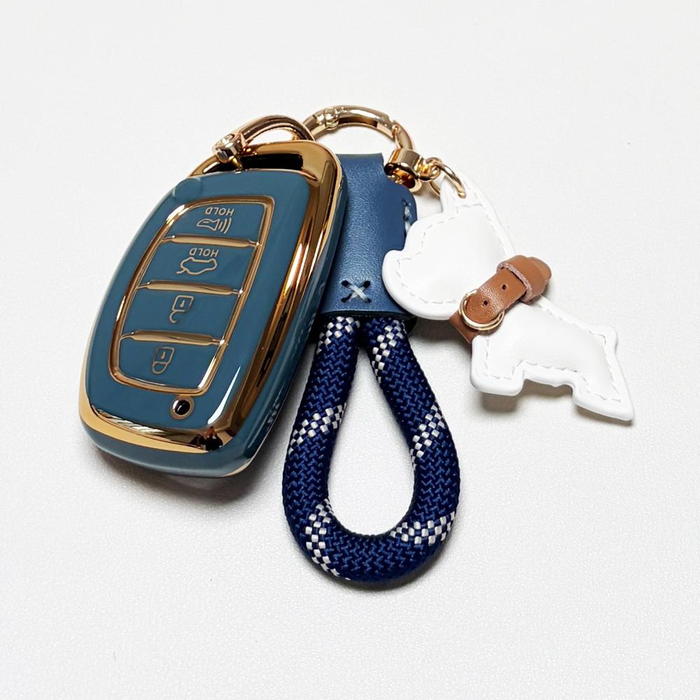 for Hyundai Car Key Cover, Soft Durable Tpu Material, Includes Keychain, Fits Hyundai 2018-2013 Sonata Tucson Elantra, 4 Buttons