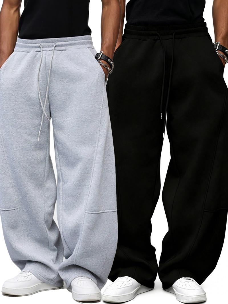 Men's Baggy Sweatpants, Loose Fit Casual Drawstring Elastic Waist, Wide Leg Joggers Trousers with Pockets, Comfortable Daily Wear, Sports Bottoms