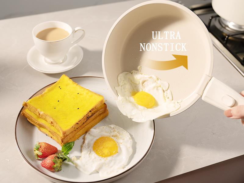 【Astercook 20-Pcs】Cookware Set, Non-Stick Coating, Durable & Easy to Clean, Perfect for Home, Gatherings, and Professional Kitchens hexclad cookware. White