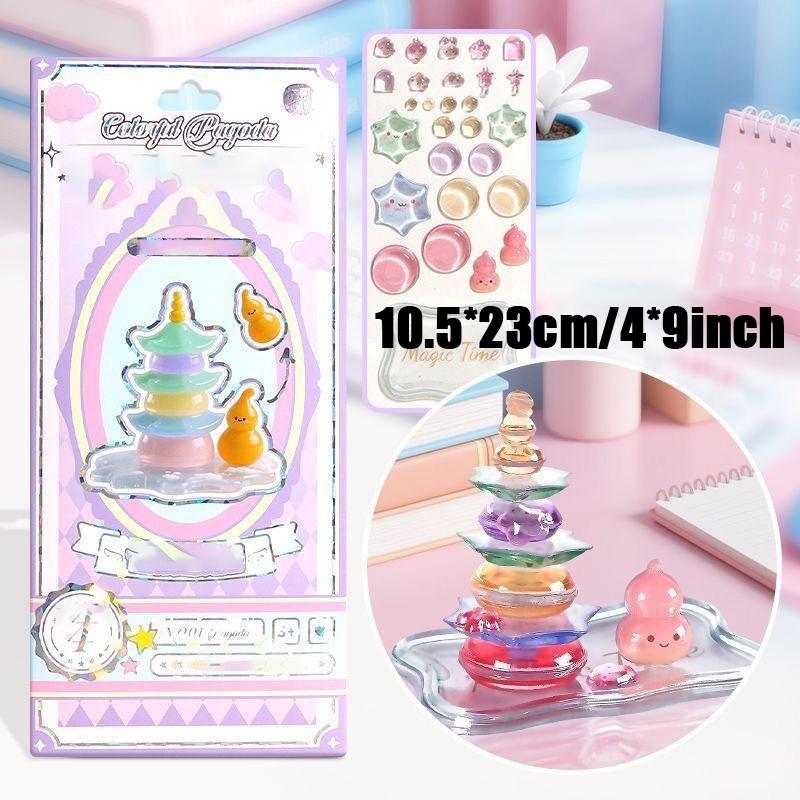 3D Puffy Stackable Stickers, Kawaii Cartoon Embossed DIY Craft Sticker for Adults, Solid & Squishy