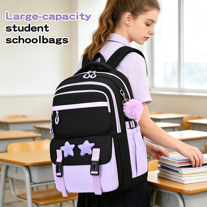 2026 Viral Coquette Kawaii Star Backpack for Elementary Teen Girls Large Capacity Water Resistant School Bookbag, Breathable Stress Relief Padded Back Support Student Laptop Backpack for Back To School Daily Travel OOTD