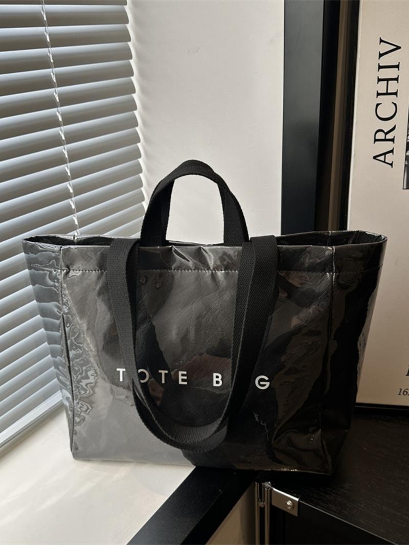 Women's Solid Color Tote Bag Office Work Bag, Fashionable Large Capacity Shoulder Bag for Work & Daily Used, Casual Trendy Versatile High-quality Daily Commuting Bag