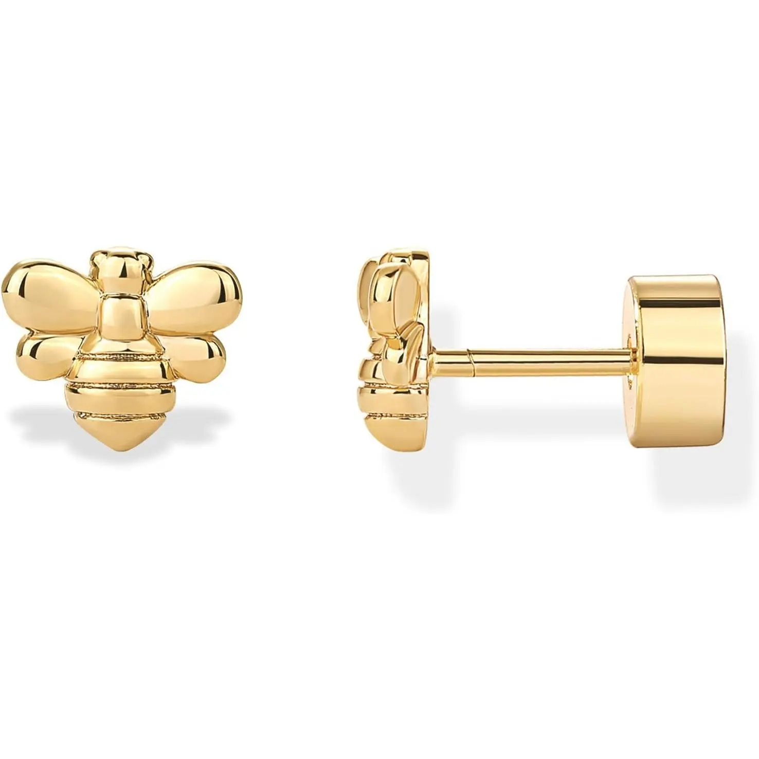 14K Gold Plated Dainty Flat Back Earrings for Women - Hypoallergenic Sterling Silver Posts Helix Cartilage Piercing Jewelry - Emoji Motif Bow Celestial Flatback Gold Stud Earrings Screw Back