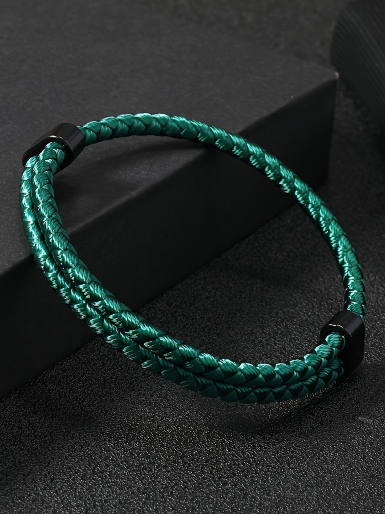 Men's Braided Rope Wristband, Minimalist Style, Dual Layer Nylon Rope with Buckle, Ideal Daily Accessory, Perfect Gift for Boyfriend