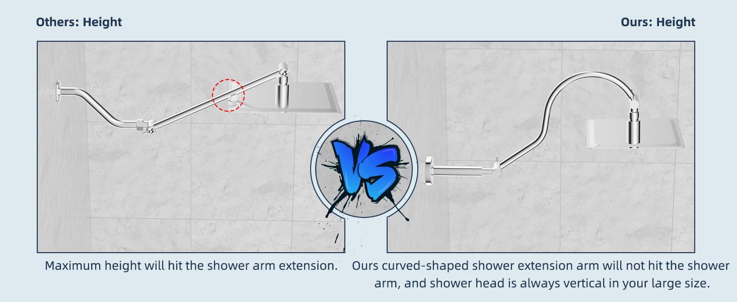 Hibbent All Metal Upgraded 18'' Shower Head Extension Arm, Shower Arm with Flange, Solid Brass Flexible Height & Angle Adjustable Shower Arm Extender with Lock Joint, Universal Connection, Chrome head extension Hibbent All Metal Upgraded 18'' Shower Head Extension Arm, Shower Arm with Flange, Solid Brass Flexible Height & Angle Adjustable Shower Arm Extender with Lock Joint, Universal Connection, Chrome head extension