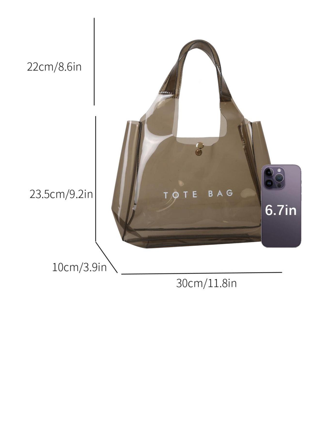 Minimalist Multi Color Transparent PVC Tote Bag For Women Waterproof Stain Resistant Daily Commute Shopping Versatile Fashion Shoulder Bag