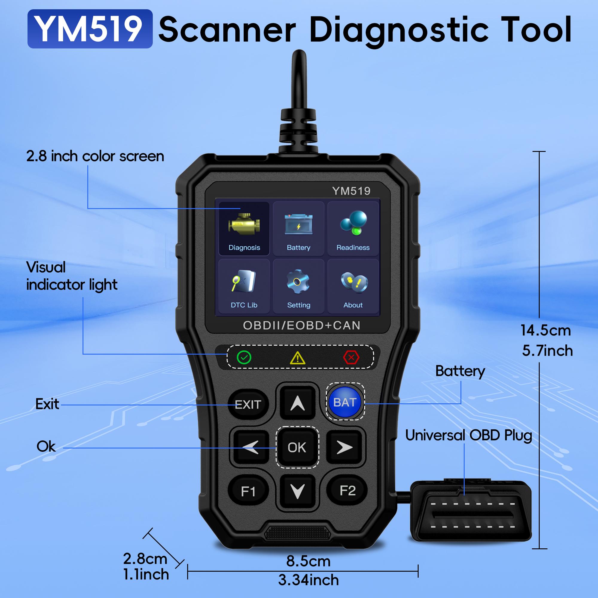 Upgraded Obd2 Scanner Code Reader, Car Diagnostic Scanner Full Obd2 and Can Modes, I/m Ready Check, Real-Time Data Monitoring, Dtc Library, Fits All Obd Ii Cars Since 1996