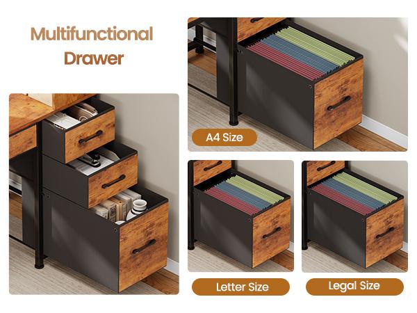 SEDETA 47.2 Inch Reversible Gaming Desk with LED Lights Drawer Storage Bookshelf for Small Spaces Furniture Office Tables Cabinets Wood Design Modern