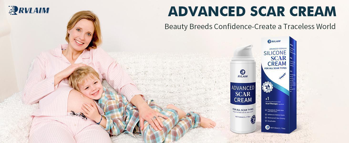 Pumkot Silicone Scar Sheets and Rvlaim Scar Cream Gel, Advanced Silicone Scar Gel Hydrating Moisturizing Skin 1.7 oz(50ml)