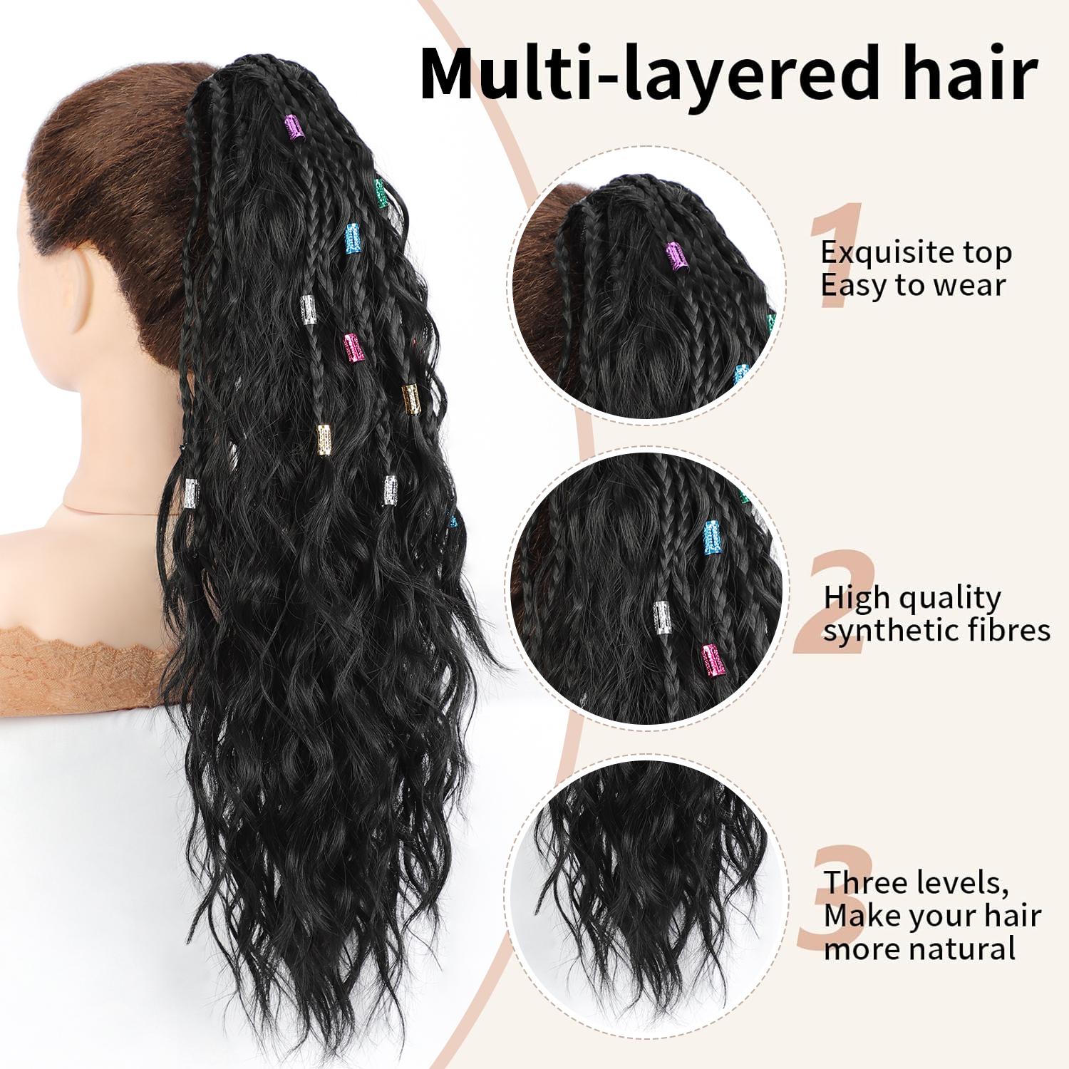 Summervibes Braids Ponytail Extension Claw with Braids 20" Curly Pony Tail Clip in Hair Extensions Fluffy Natural Looking Synthetic Hairpiece for Women Summervibes Braids Ponytail Extension Claw with Braids 20" Curly Pony Tail Clip in Hair Extensions Fluffy Natural Looking Synthetic Hairpiece for Women