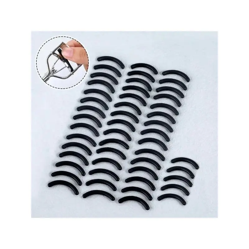 50pcs Replacement Silicone Pads For Eyelash Curler Black And Pink Soft Cushion Strips Compatible With Most Eyelash Curlers Beauty Tools Accessories