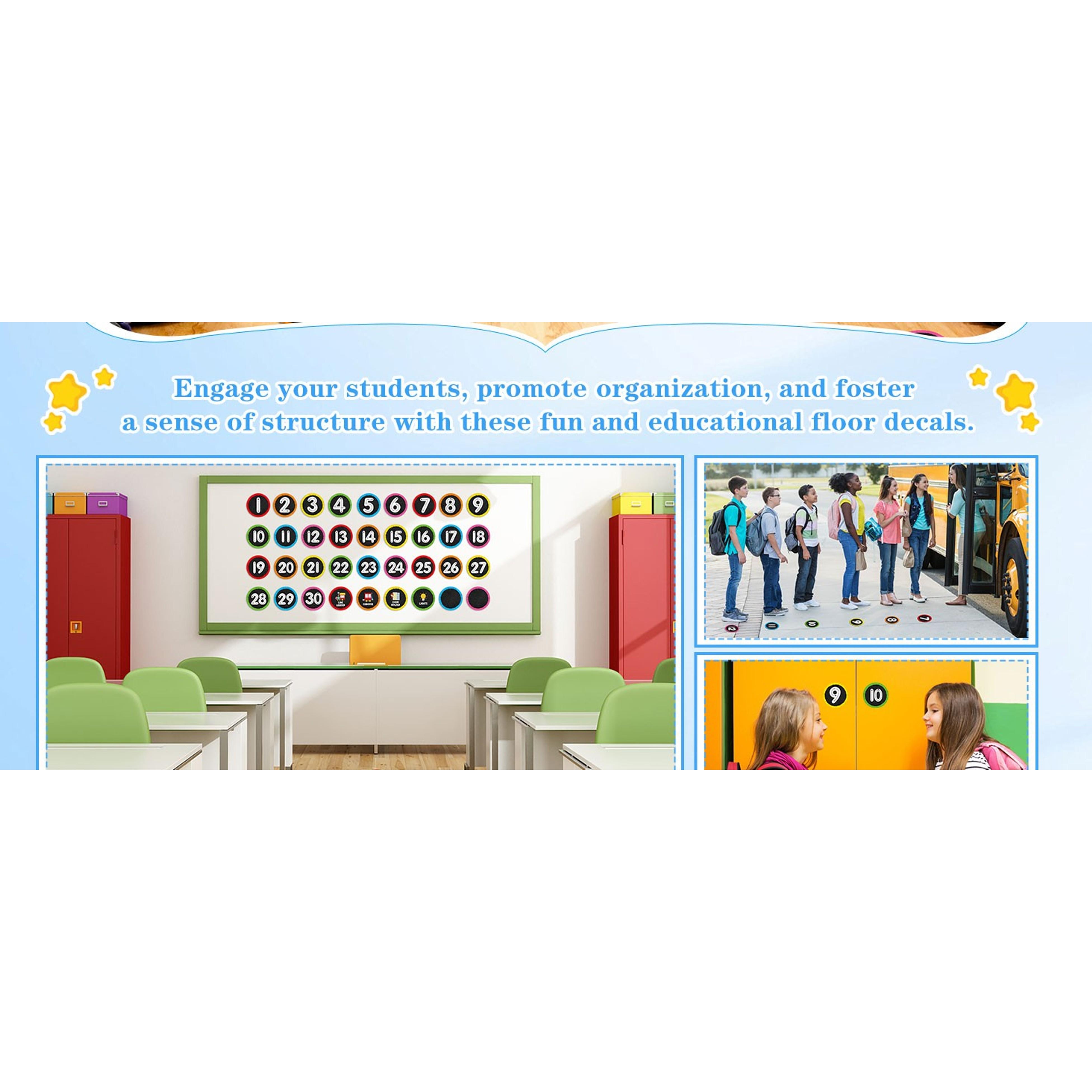 Line Up Spots for Classroom Floor Number Stickers Vinyl Decals 36 Pcs