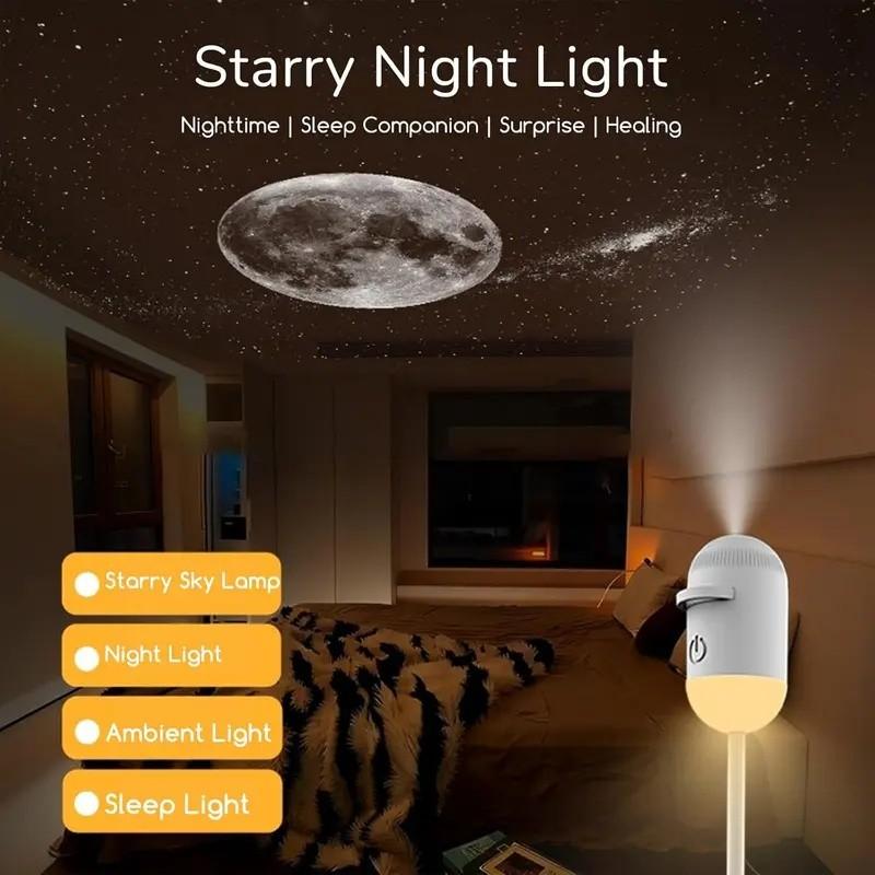Multifunctional Portable Starry Night Light Projector, Slide Film, Adjustable Brightness, 360 Rotation, Bedroom Decor, Perfect Gift