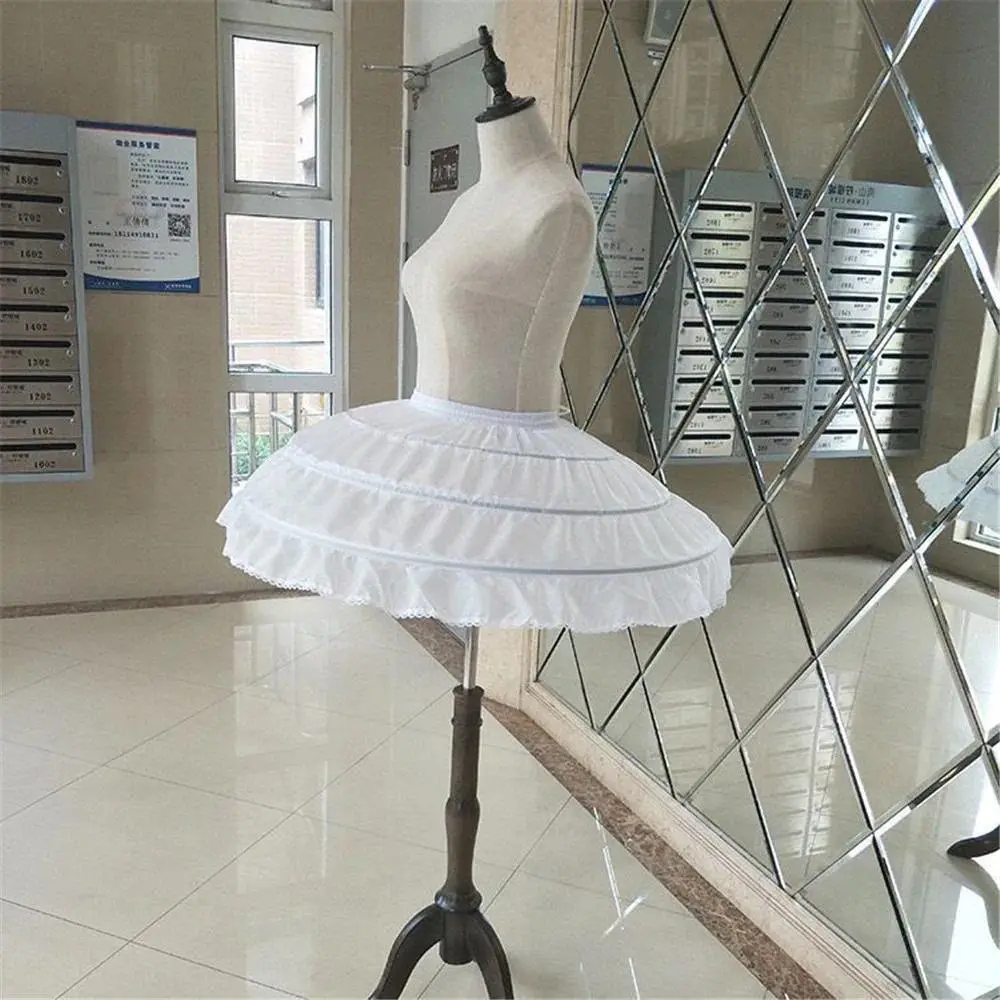 White 3 Hoops Wedding Petticoats for Short Dress Ballet Skirt Girls Crinoline Elastic Waist Underskirt Jupon Court