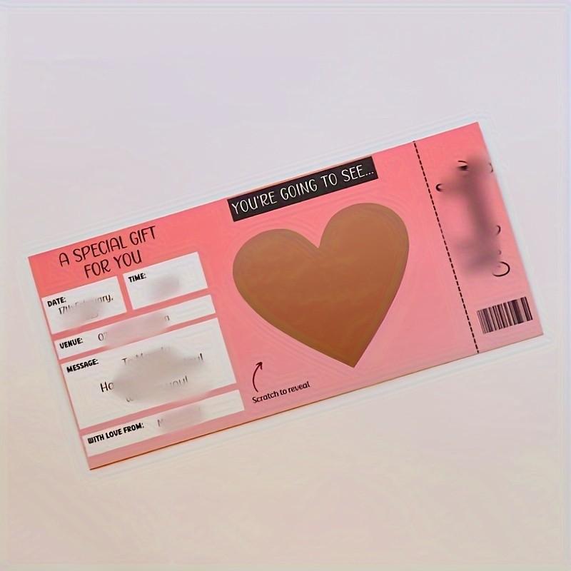 Creative Scratch-Off Surprise Cards, Romantic Heart-Shaped Gift Card, Customizable Date/time/location, Perfect for Valentine's Day & Anniversaries