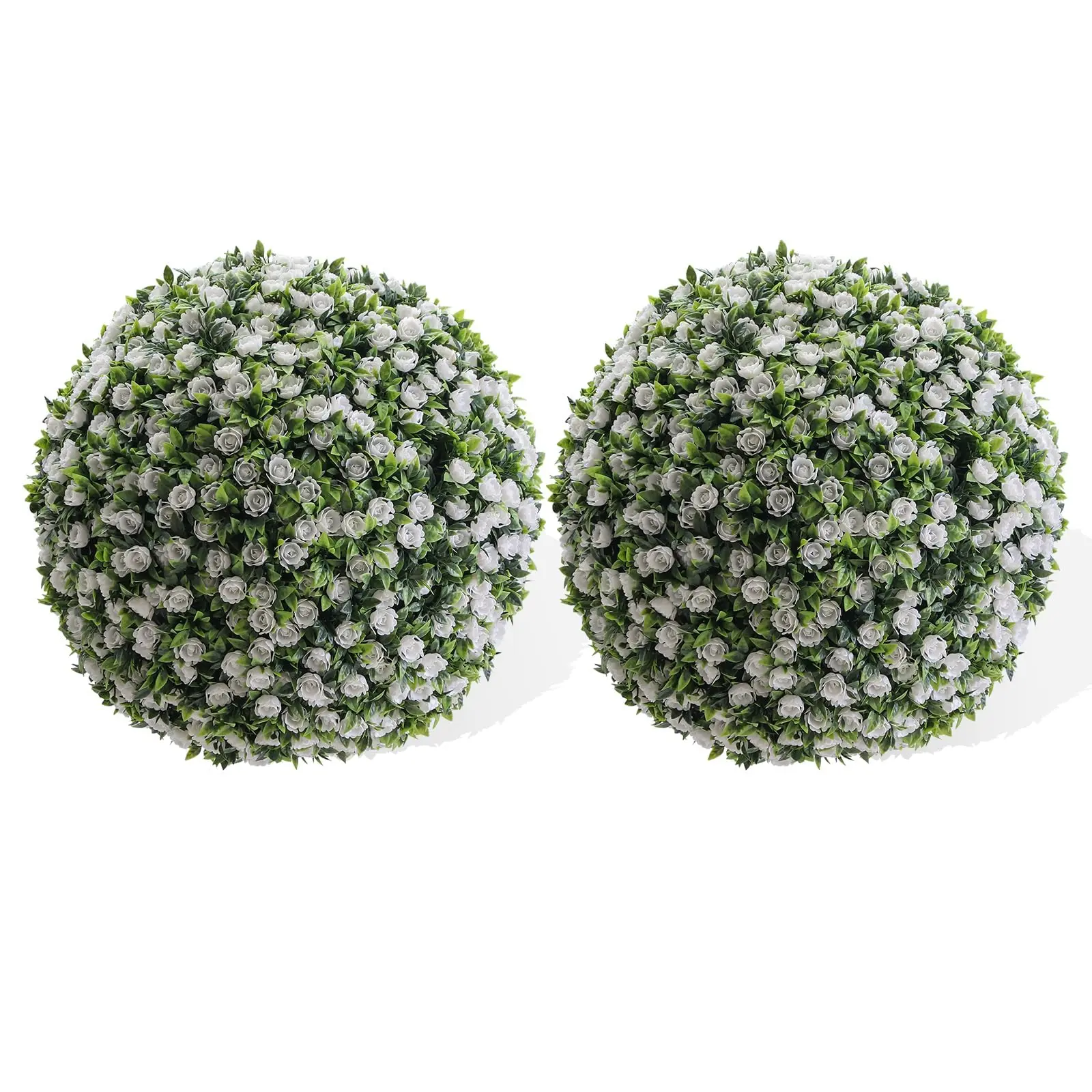 GARVEE Artificial Topiary Ball Set – Realistic Rose Decorative Sphere with UV Resistant Faux Greenery, Hanging Chain Included – Perfect for Indoor and Outdoor Home, Garden, Wedding Decor – White, 45CM Diameter