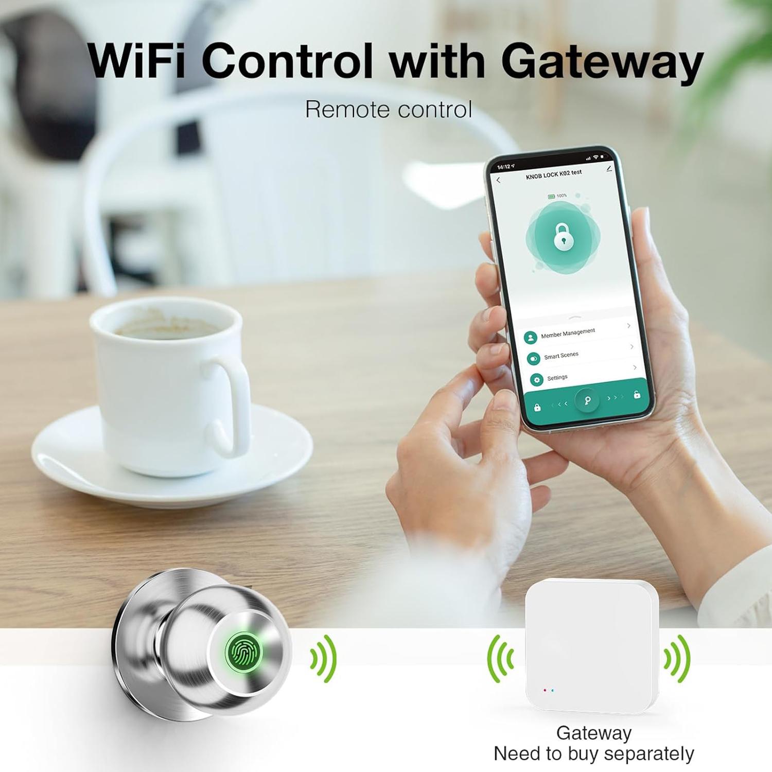 Valentine's Day Gift Fingerprint Door Knob,Smart Lock,1 Count Smart Door Knob with APP,Biometric Lock Great for Bedroom,Garage,Apartment,door traps FathersDayGift