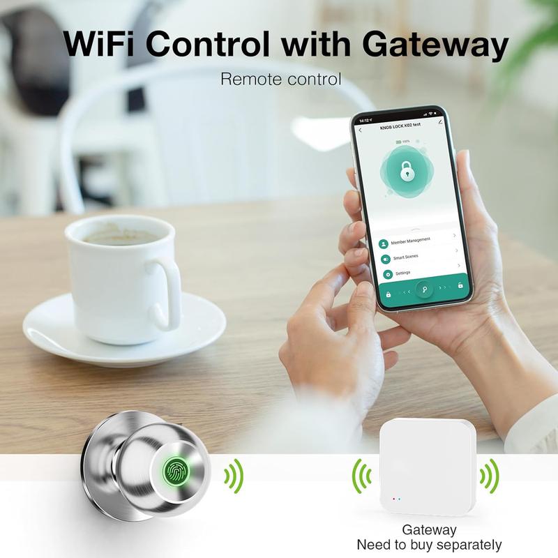 Valentine's Day Gift Fingerprint Door Knob,Smart Lock,1 Count Smart Door Knob with APP,Biometric Lock Great for Bedroom,Garage,Apartment,door traps FathersDayGift