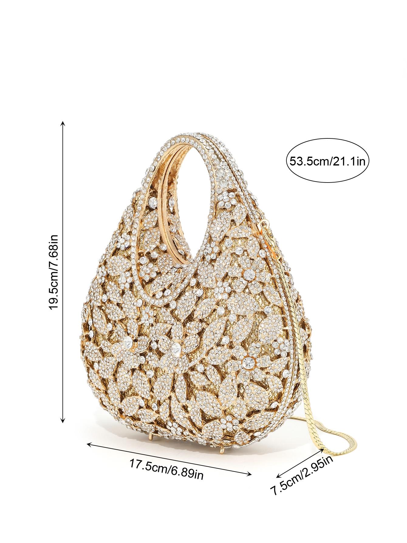 Elegant Crystal Evening Clutch, Handmade Metal Diamond Bag, Perfect for Weddings, Parties, Dinners, Luxurious Sparkling Design