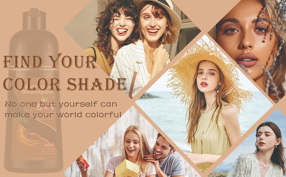 Blonde Brown Hair Dye Shampoo 5-in-1, Instant & Long-Lasting Hair Color Shampoo for Gray Hair Coverage, Herbal Natural Ingredients, Ammonia-Free, Unisex 500ml