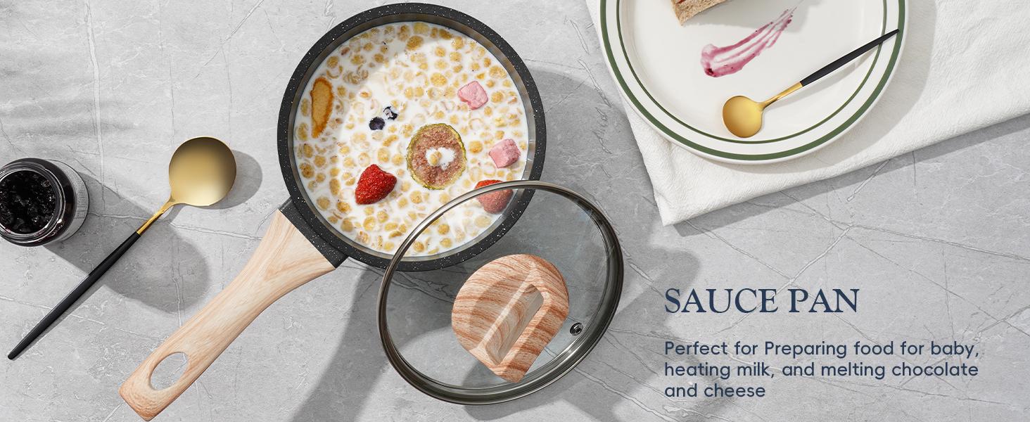 SODAY 12 Pcs Pots and Pans Set Non Stick Kitchen Cookware Sets Nonstick Induction Cookware Black Granite Cooking Set with Frying Pans, Saucepans, Silicone Shovel Spoon & Tongs (NO PFOS, PFOA) dealsforyoudays cookware