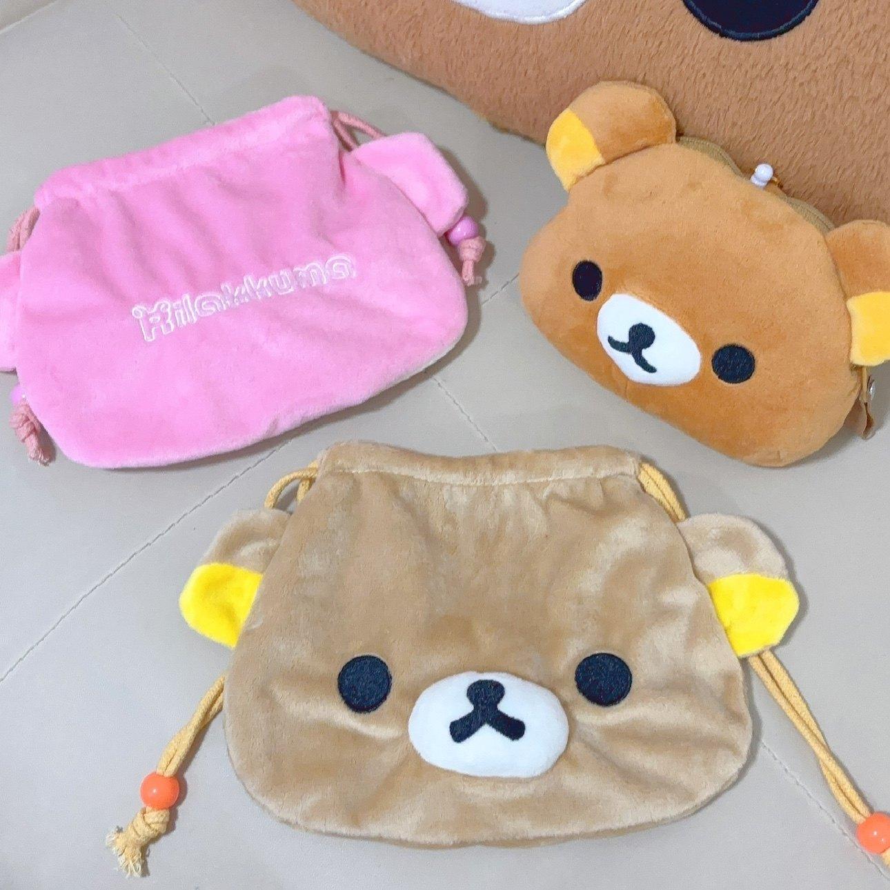 Cute and easy bear drawstring storage bag, girl cartoon handbag, portable drawstring camera bag, miscellaneous bag, makeup bag