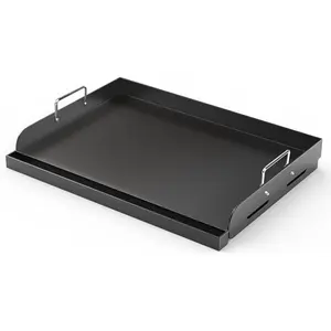 Griddle for Gas Grill, 17" x13" Universal Griddle Flat Top Plate with Removable Handles for Charcoal/Gas Stove, Nonstick Coating Cooking Griddle Plate Insert for Camping, Tailgating, Parties