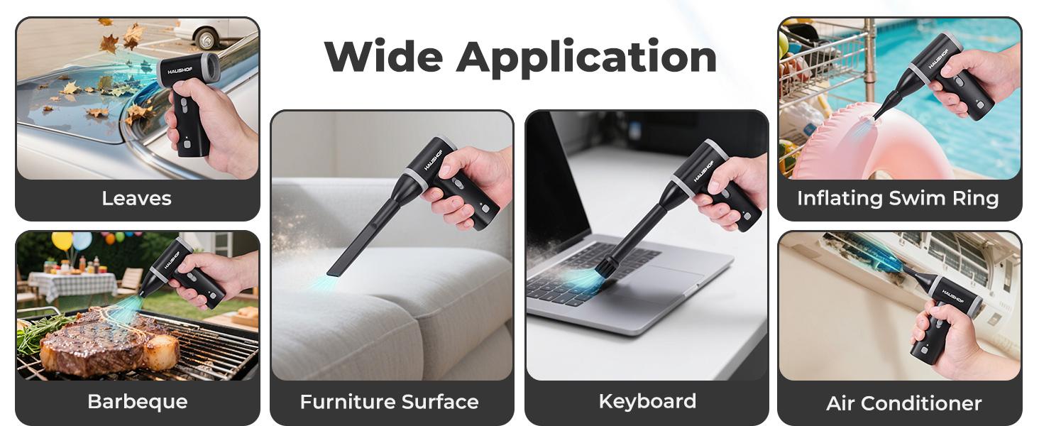 #SpringGlowUp HAUSHOF 8V Mini Electric Air Duster-110,000RPM High Power Compressed Air blower, Rechargeable Brushless Motor Durable Cleaner, Variable Speed Dust Blower for Computer, PC Keyboard, Electronics, Car...