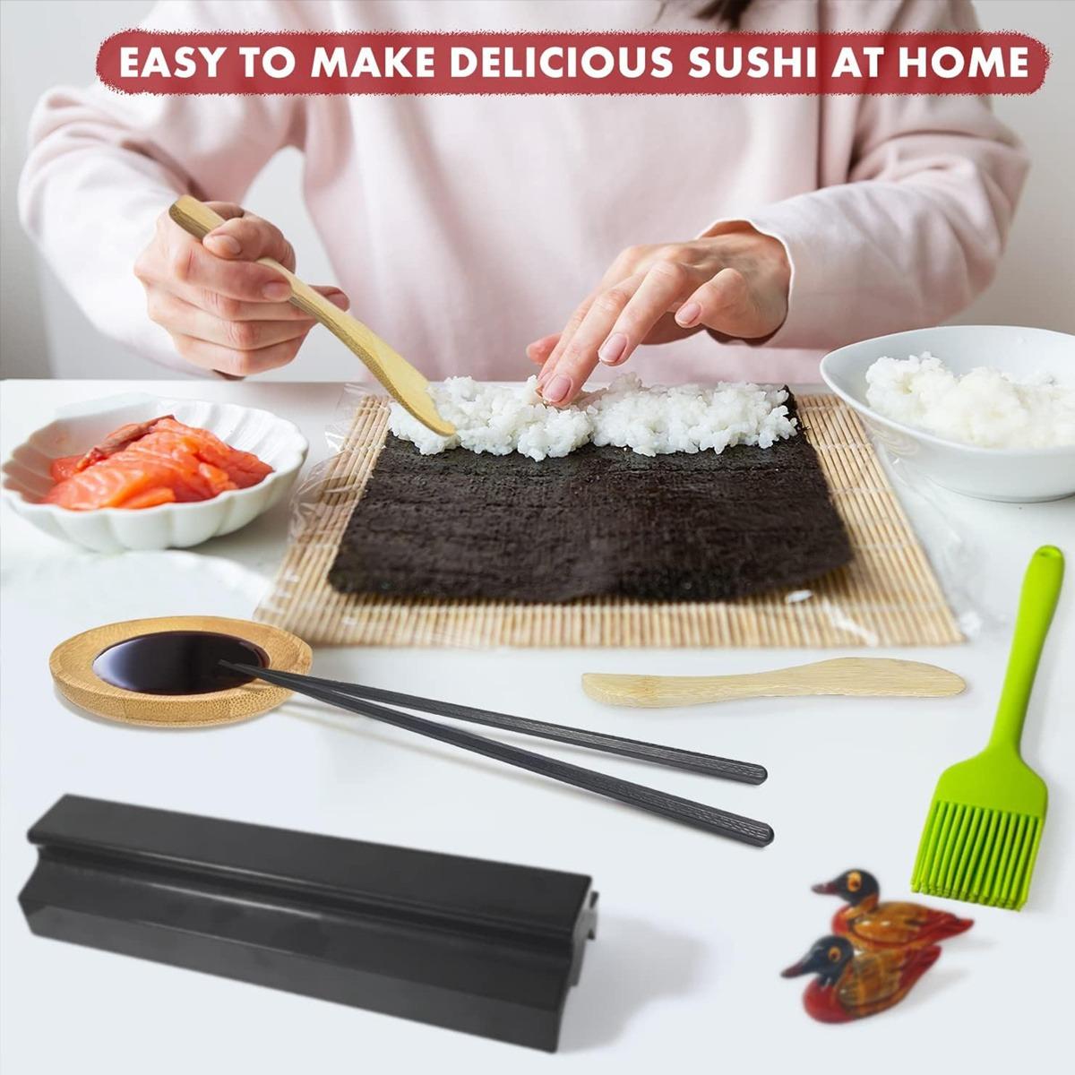 Sushi Making Kit,Sushi Maker Set for Beginners Plastic Premium Set Sushi Tool Set Sushi Rice Roll Mold Shapes, Multifunctional Mold with Various Shapes, DIY Sushi Tools for Rice and Vegetable Rolls, Sushi Rolling Kit, Sushi Making Utensils